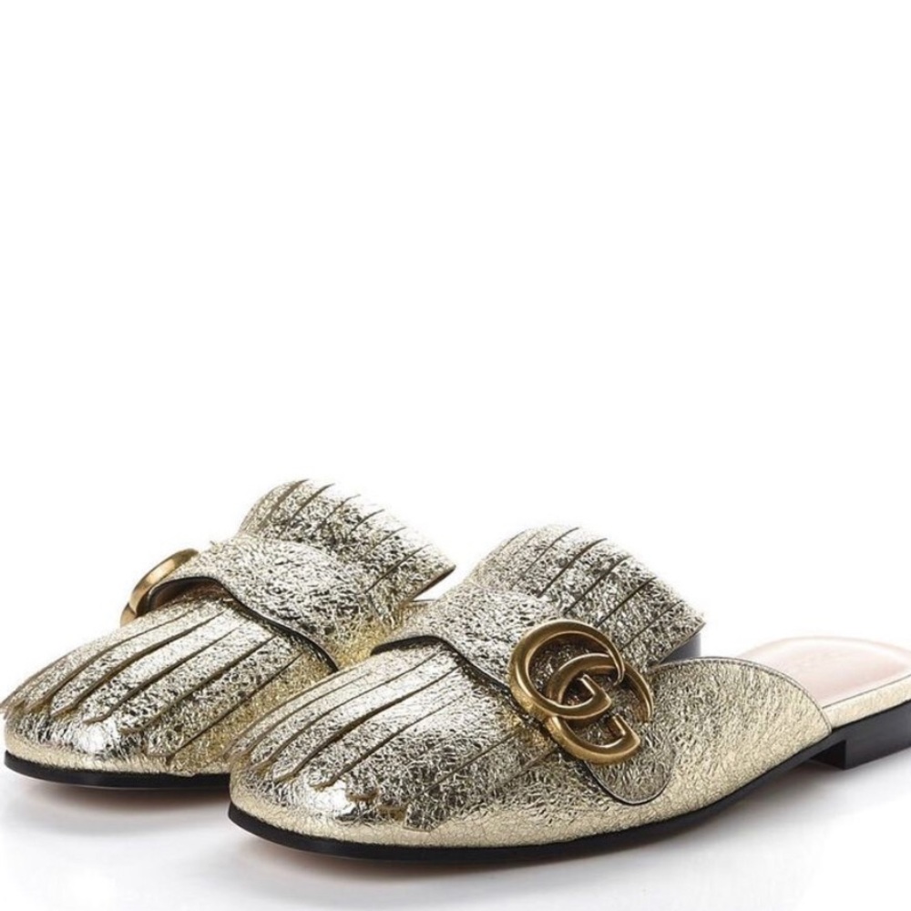 Gucci Gold Loafers (backless)